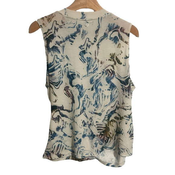 Calia Sleeveless Wrap Front Blouse Womens Size XL White Multi Color Moss Print - Picture 10 of 10